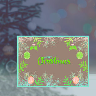 Modern boho Merry Christmas botanical flat Holiday Card