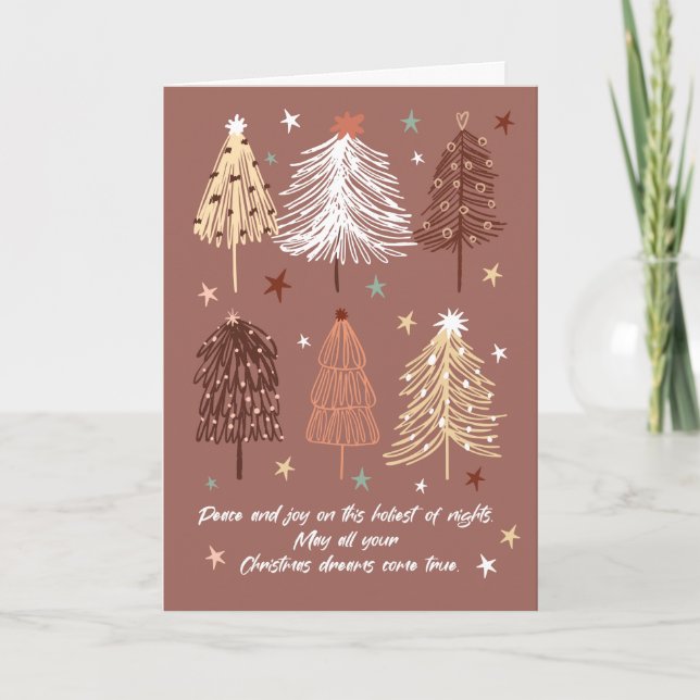 Modern Boho Merry Christmas / New Year Card (Front)