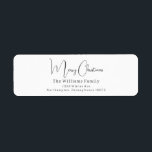 Modern Boho Merry Christmas Return Address Return Address Label<br><div class="desc">Celebrate the holiday season with this modern boho Merry Christmas return address label. The unique and editable script gives the design a chic yet elegant touch. Its simple black and white design embodies a classic and whimsical feel, perfect for the winter season. The minimal bohemian festive designer font adds creativity...</div>