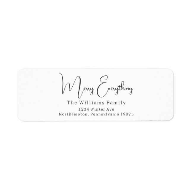 Modern Boho Merry Everything Return Address Label (Front)