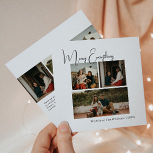 Modern Boho Merry Everything Six Photo Christmas Holiday Card