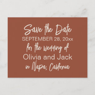 Modern Boho Minimalist Terracotta Save the Date Postcard