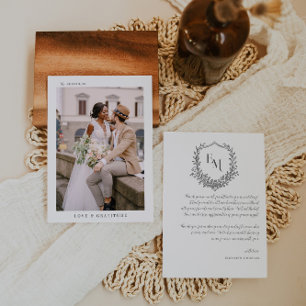Modern Boho Monogram Photo Wedding Thank You