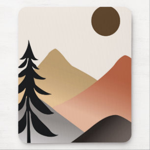 Modern boho nature landscape mouse pad
