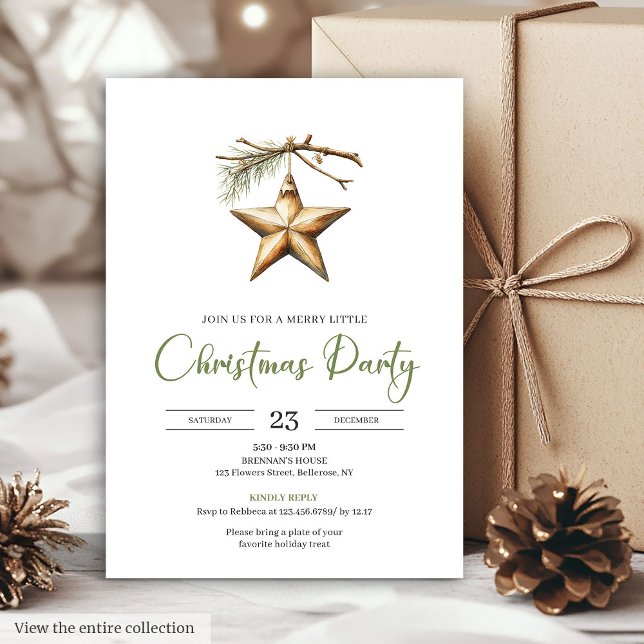 Modern Boho Neutral Colours Rustic Holiday Dinner  Invitation (Modern Boho Neutral Colors Rustic Holiday Dinner Invite)
