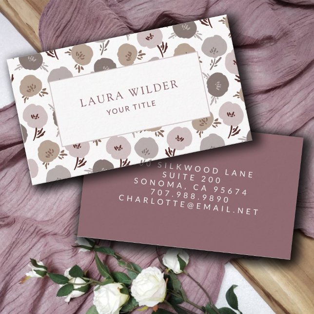 Modern Boho Neutral Flowers Business Card (Creator Uploaded)