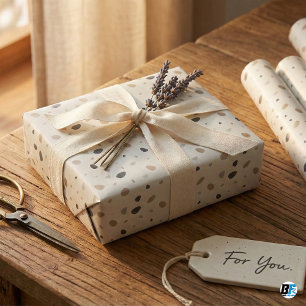 Modern Boho Neutral Terrazzo Speckled Earth Tones Wrapping Paper