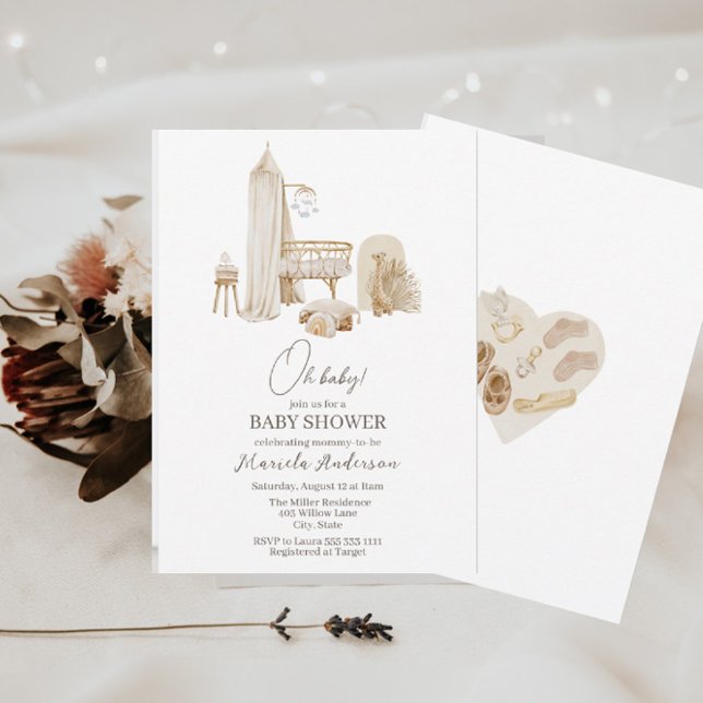 Modern Boho Nursery Mobile Baby Shower Invitation (Creator Uploaded)