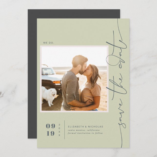 Modern Boho Ocean Glass | Photo Save the Date (Front/Back)