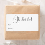 Modern Boho Oh What Fun Rectangular Gift<br><div class="desc">Celebrate the joy of the season with this modern boho oh what fun rectangular gift label. The unique and chic editable script creates a touch of charm and individuality. Its simple, elegant black-and-white design, featuring a classic bohemian arch frame, evokes a whimsical winter ambiance. The minimal and delicate festive font...</div>