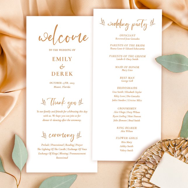 Modern Boho Orange Floral Wedding Program (Creator Uploaded)