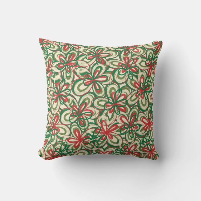 Modern Boho Painted Christmas Floral Pattern  Cushion (Front)