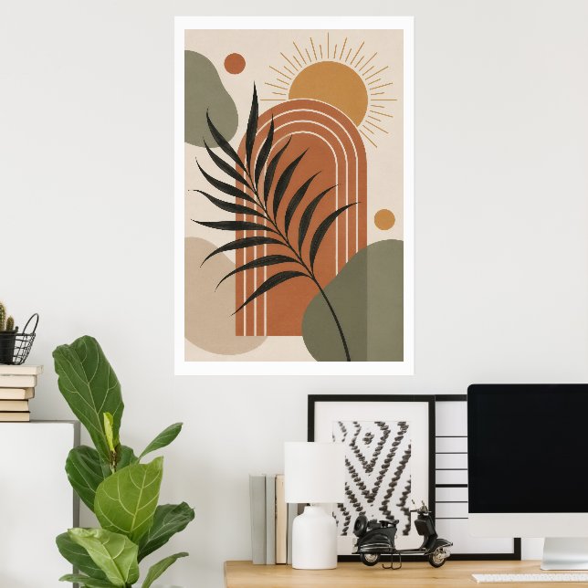 Modern Boho Palm Leaf Art Poster (Home Office)