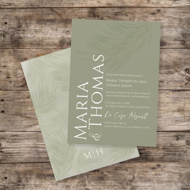 Modern Boho Palm Leaf Botanical Tropical Greenery Invitation (Creator Uploaded)