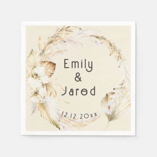 Modern Boho Palm Orchids Wedding  Napkin