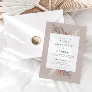 Modern Boho Pampasgras Wedding Invitation