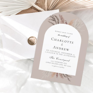 Modern Boho Pampasgras Wedding Invitation