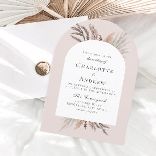 Modern Boho Pampasgras Wedding Invitation