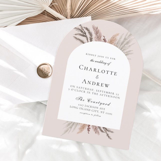 Modern Boho Pampasgras Wedding Invitation (Modern Boho Pampasgras Wedding Invitation)