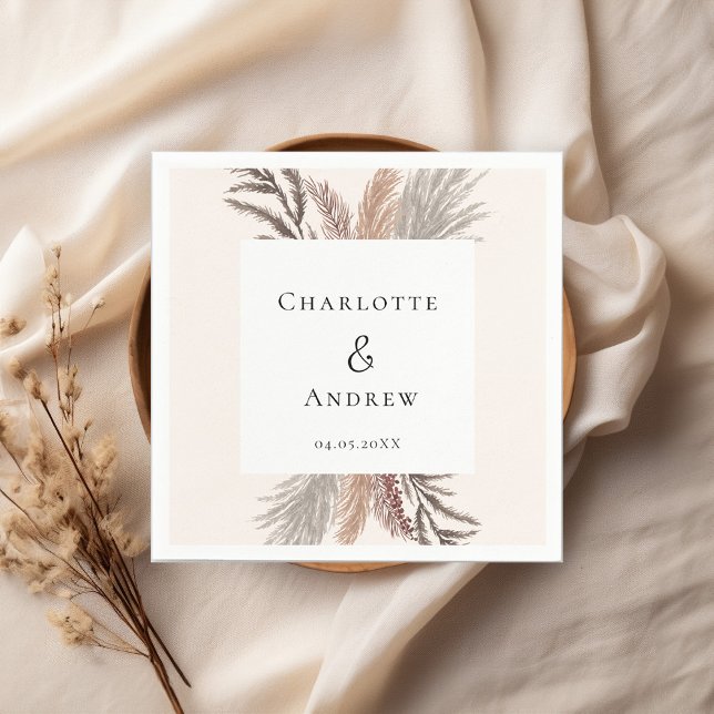 Modern Boho Pampasgras Wedding  Napkins (Creator Uploaded)