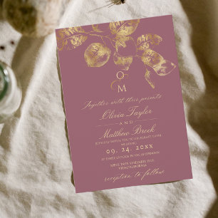 Modern Boho Pantone & Gold Wedding Invitation