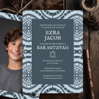Modern Boho Pattern Custom Photo Bat Bar Mitzvah 