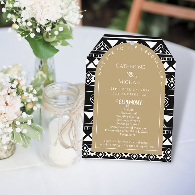 Modern Boho Pattern Wedding Arch Gold Program (Creator Uploaded)