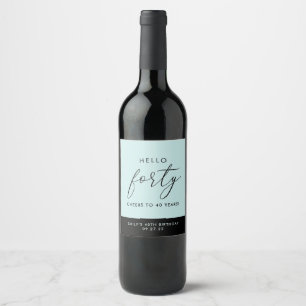 Modern Boho Personalised 40th Birthday Wine Label