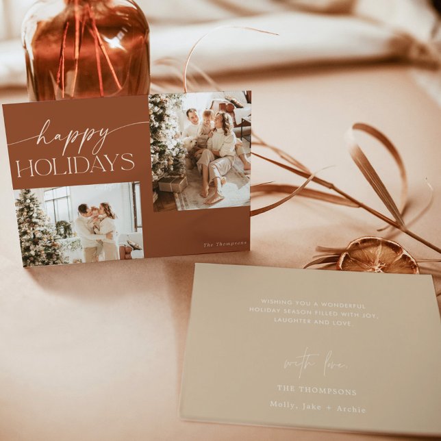 Modern Boho Photo Christmas Card, Boho Terracotta  Invitation (Creator Uploaded)