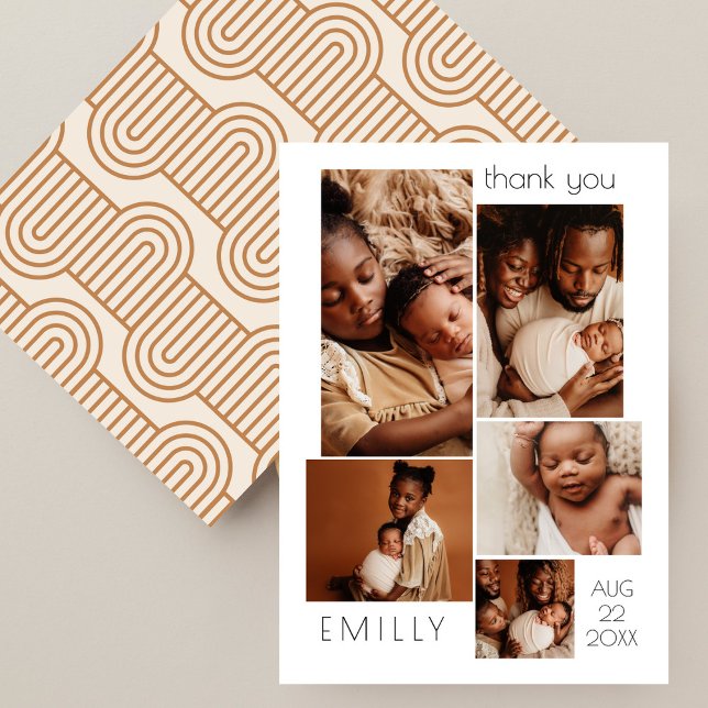 Modern Boho Photo Collage Baby Shower Thank You Card (Creator Uploaded)