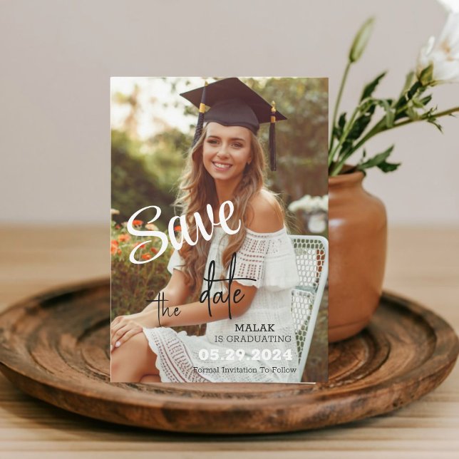 Modern Boho Photo Graduation  Save The Date (Creator Uploaded)