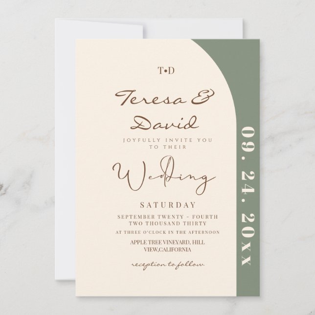 Modern Boho Photo Wedding Invitation (Front)