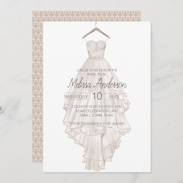Modern Boho Pink Elegant Floral Bridal Shower (Front/Back)