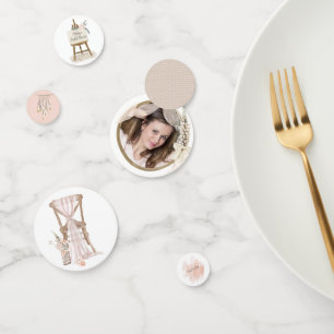 Modern Boho Pink Elegant Floral Wedding Confetti