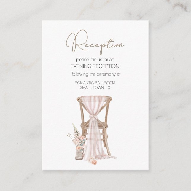 Modern Boho Pink Elegant Floral Wedding Enclosure Card (Front)
