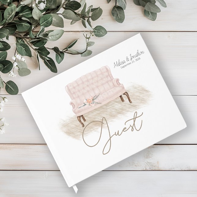 Modern Boho Pink Elegant Floral Wedding Guest Book (Creator Uploaded)