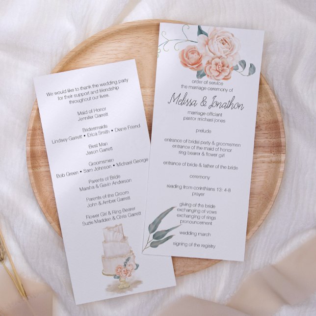 Modern Boho Pink Elegant Floral Wedding Program (Creator Uploaded)