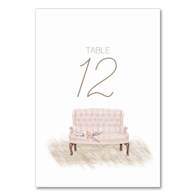 Modern Boho Pink Floral Wedding Table Number (Front)