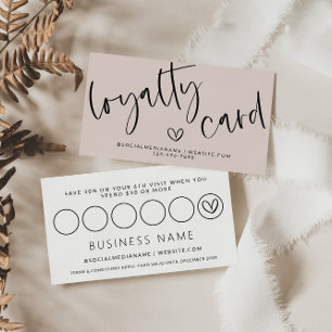 Modern Boho Pink Loyalty Discount Punch Card
