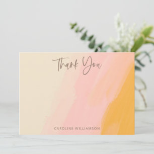 Modern Boho Pink Yellow Cute Script Baby Shower  Thank You Card