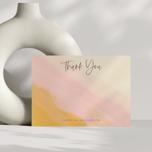 Modern Boho Pink Yellow Cute Script Bridal Shower  Thank You Card