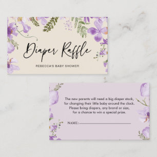 Modern Boho Purple Floral Diaper Raffle Card
