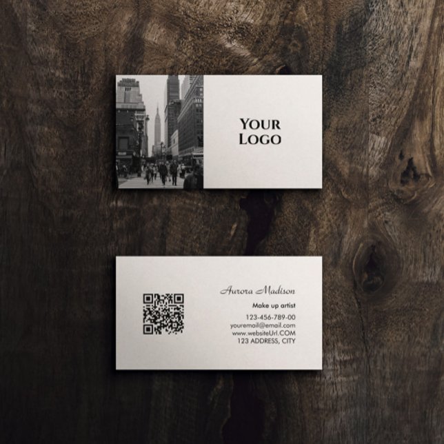 Modern Boho QR Code Black and White with photo Business Card (Modern Boho QR Code Black and White with photo Business Card)