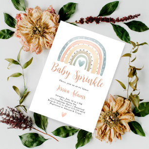 Modern Boho Rainbow Baby Sprinkle Invitation