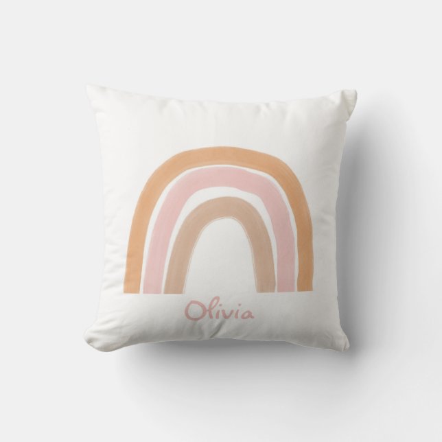 Modern Boho Rainbow Name Throw Pillow (Front)