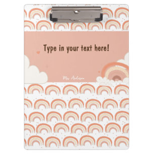 Modern Boho Rainbow Personalised Binder, custom  Clipboard