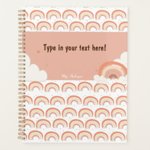 Modern Boho Rainbow Personalised Binder, custom  Planner