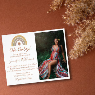 Modern Boho Rainbow Photo Baby Shower invitation  Flyer