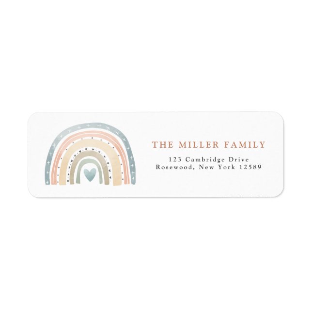 Modern Boho Rainbow Return Address Label (Front)