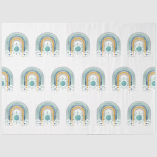 Modern BOHO Rainbow Sun Heart Dusty Blue Mustard Tissue Paper